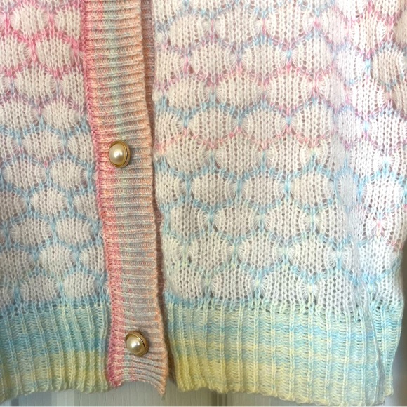 Rainbow Fading Colorful 4-Button Cardigan - Picture 6 of 7